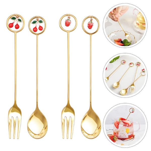 

spoons 4pcs creative coffee dessert stainless steel (golden)