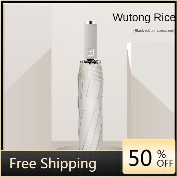 

umbrellas fully automatic sun umbrella led female lights sunscreen folding large anti ultraviolet male paraplu waterproof ag50zs
