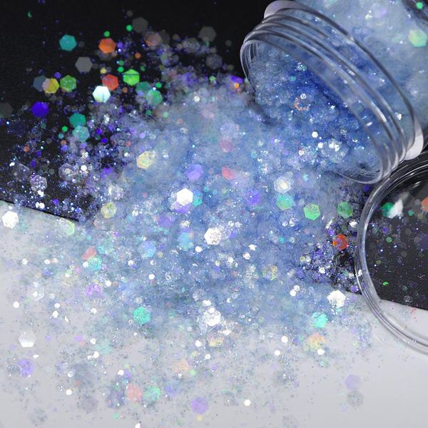 

nail glitter holographic chunky candy sequins for manicure laser hexagon sparkly colorful flakes polish art decorations rk150081, Silver;gold