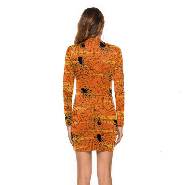 

dresses halloween 3d casual digital printing spider slim long sve drs, Black;gray