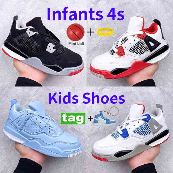 

fashion bred 4s 4 ps kids basketball shoes university blue pink lava fire red royalty pure money what the sail infants sneakers