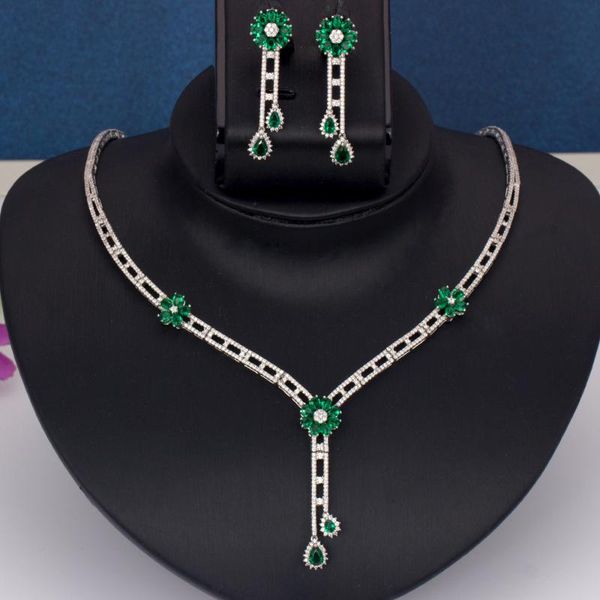 

earrings & necklace bride talk exquisite jewelry sets two peices bridal simple wedding party, Silver