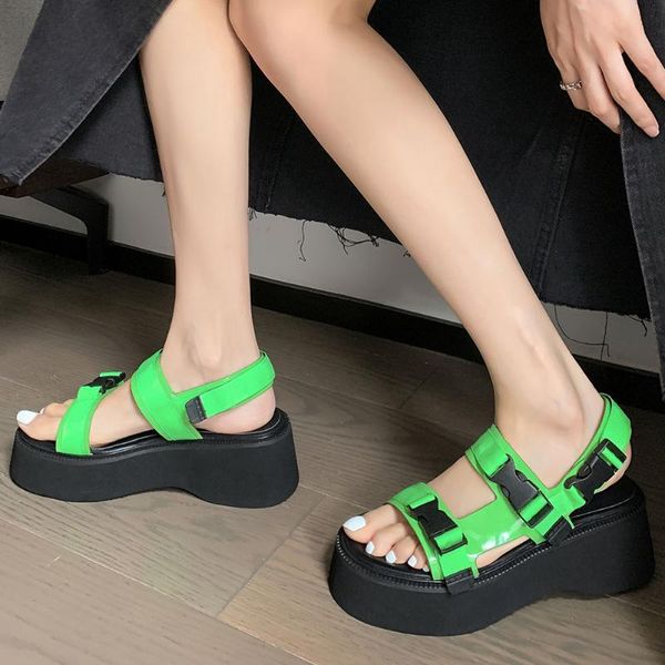 

sandals 2021 lapolaka brand design cosy walking street cool fashion platform genuine leather summer shoes women, Black
