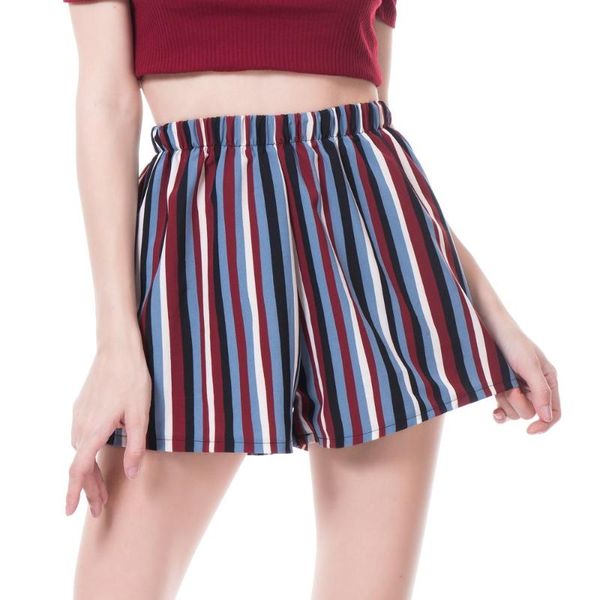 

women summer shorts fashion loose striped female casual elastic waist fitness workout femme short skirts women's, White;black
