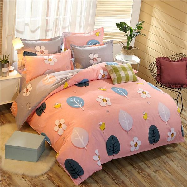 

bedding sets 3/4 pieces duvet cover set pink lovely flower pattern bedclothes include bed sheet pillowcase comforter kids/adult