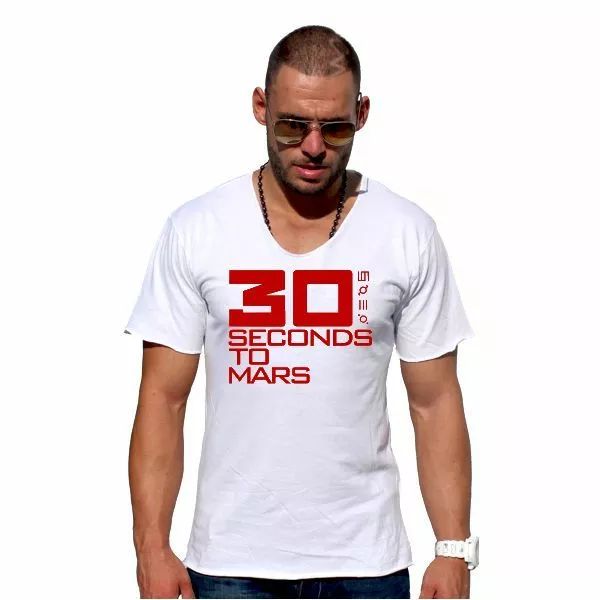 

30 seconds to mars logo 2 california cotton touch t ahirt men's cool tee, White;black