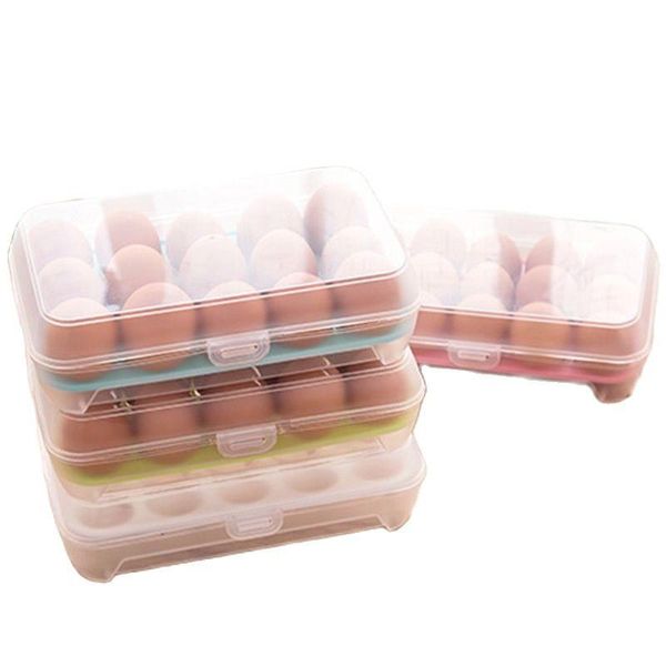

storage bottles & jars totally kitchen plastic egg holder fridge organizer with lid handles refrigerator container, 15 tray, c