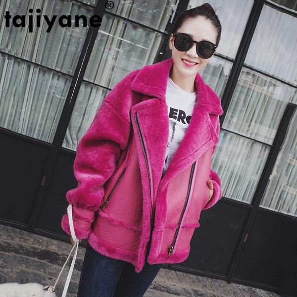 

women's fur & faux winter real coat women 100% sheep shearing short jacket female autumn clothes 2021 korean vintage wool hiver lw1807, Black