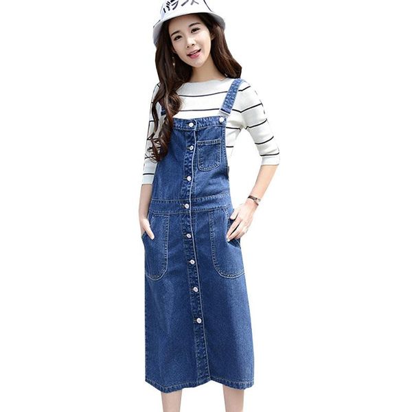 

casual dresses 2021 women spring summer denim strap dress was thin long section slim plus size jeans piece sling siamese wz481 9xl, Black;gray