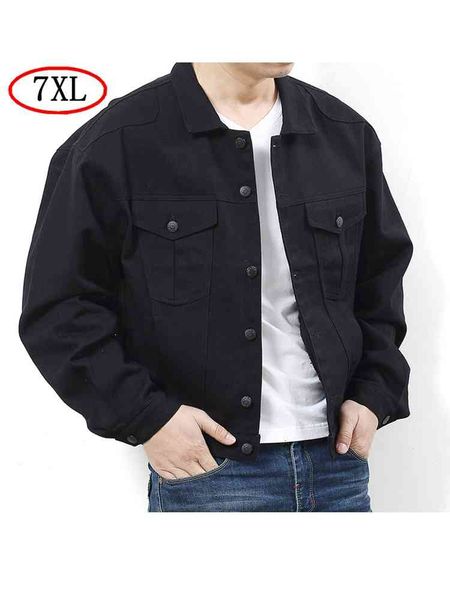 

men's jackets truck driver denim jacket, long sleeve cut, large 7xl, Black;brown