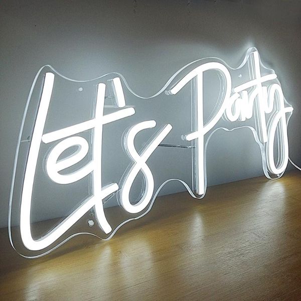 

strings custom made 56x25cm lets party neon sign birthday gift oh baby lighting led flex light board home decoration