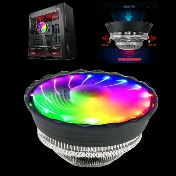 

cpu cooler radiator air cooling 3pin computer fan rgb led diy for intel lga 1156 1155 1151 1150 775 amd am3 am2+ fm2 fm1 fans & coolings