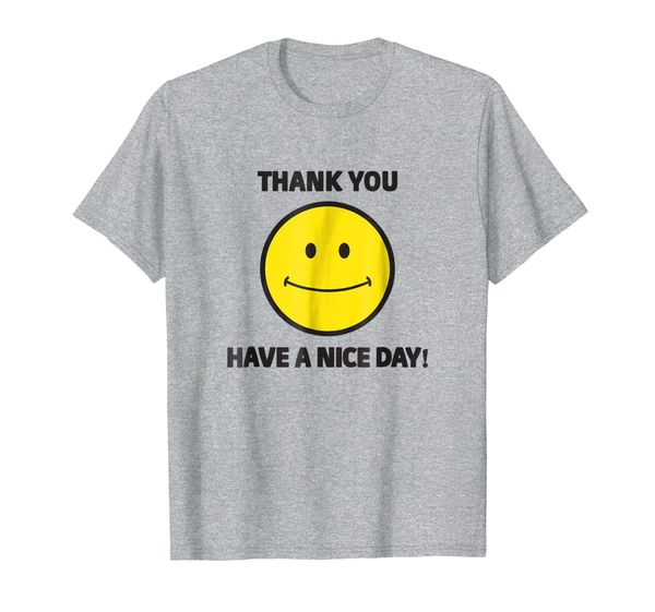 

thank you have a nice day smiley grocery bag novelty tshirt, White;black