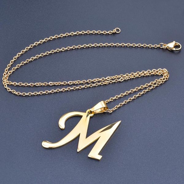 

chains gold alphabet necklaces for women jewelry chain on the neck 26 letters pendants necklace stainless steel choker woman accessory, Silver
