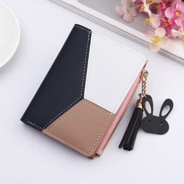 

wallets women student cute pink pocket purse card holder patchwork wallet fashion 2021 coin ladies bag for, Red;black