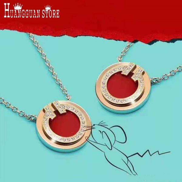 

s925 sterling silver popular luxury brand products round double t necklace womanly versatile 18k rose gold chain