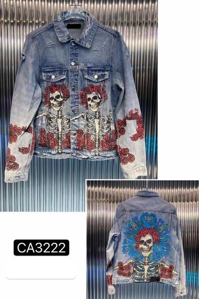 

men's jackets jacket ripped denim rose skull printed women's casual spring and autumn., Black;brown
