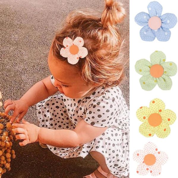 

hair accessories girls sweet flower clips 2pcs/set high elastic cotton kids hairpins good quality children barrettes, Slivery;white