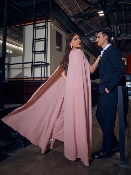 

plus 1pc cloak sleeve wide leg jumpsuit f1o1#, Black