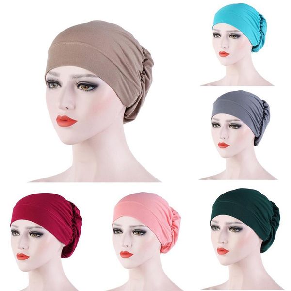 

ethnic clothing women ladies muslim hijabs islamic turban inner caps beanie cap elastic cloth head hat hair accessories, Red