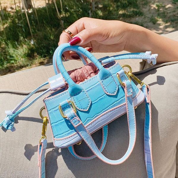 

evening bags crocodile pattern mini tote bag 2021 summer pu leather women's designer handbag shoulder messenger purses