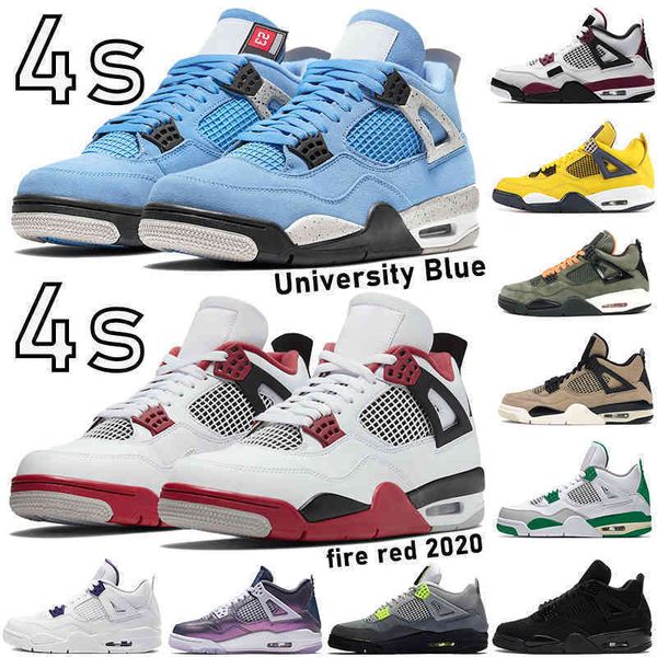 

2021 university blue 4 4s mens basketball shoes metallic purple fire red tour yellow black cat bred undftd se neon men women sneakers7895362