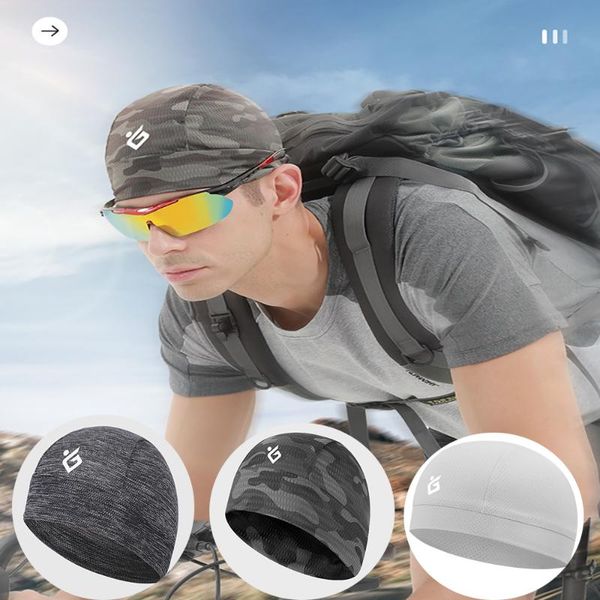 

cycling caps & masks cooling skull cap breathable summer ice fabric anti-uv bicycle head scarf helmet liner sports fishing running hat, Black