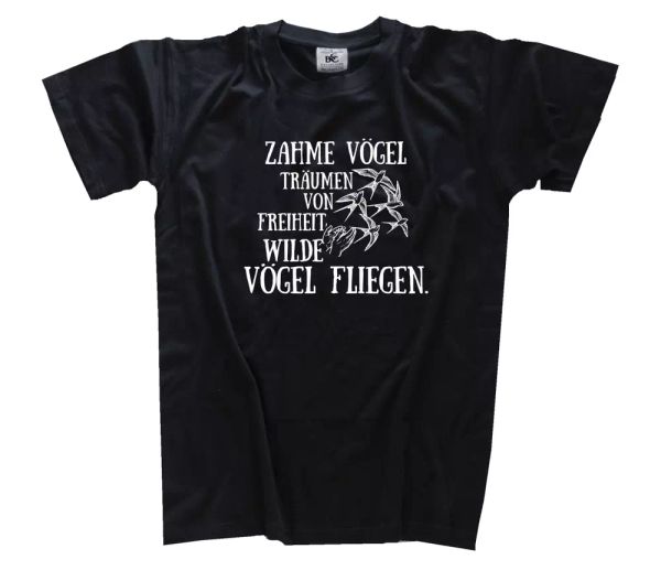 

tame birds dream of om-wild birds fly ii viking t-shirt s - 3xl, White;black