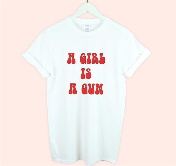

a girl is gun red men t shirts and women print cotton funny for lady yong street tee 1057, White;black