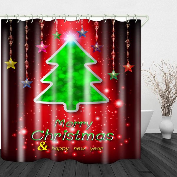 

star pendant christmas tree print waterproof fabric shower curtain liner covered bathtub bathroom curtains includes 12 anti rust
