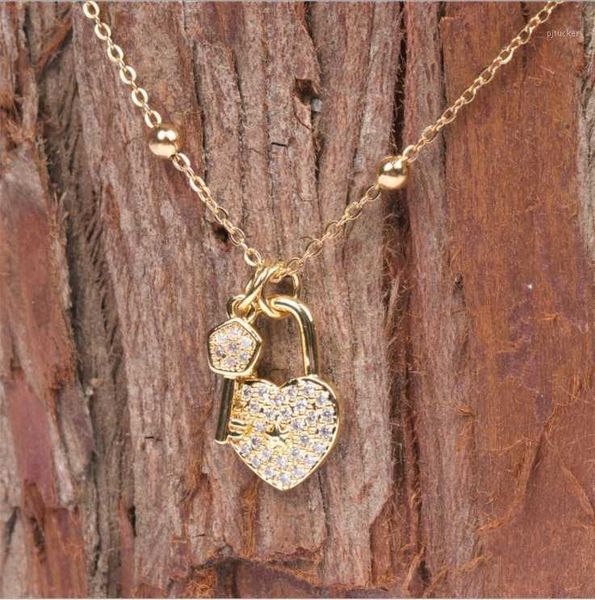 

chains ins fashion women heart-shaped lock necklace creative love pendant1, Silver