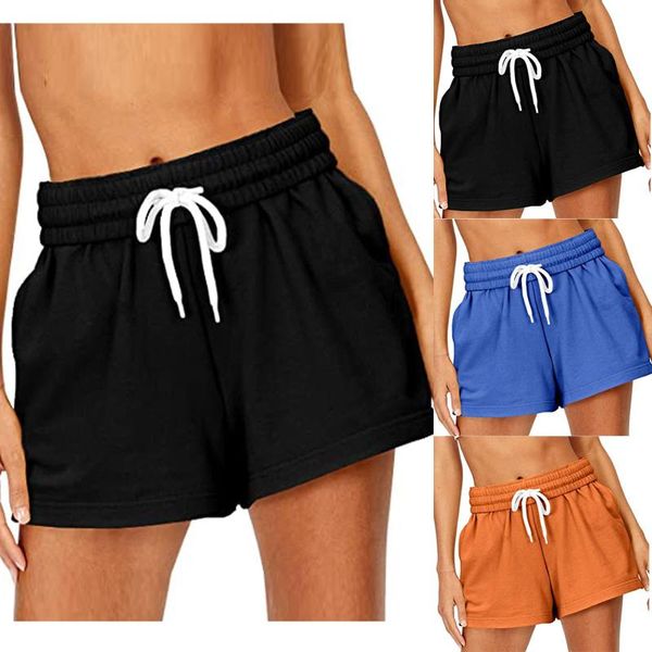 

running shorts plus size sport femme summer sportswear bandage elastic waist casual bottom harajuku woman clothing loose short pants, Black;blue