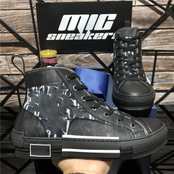 

quality new r b23 shoes luxury oblique men women casual sneakers high flat platform genuine leather breathable outdoor mens b22, Black