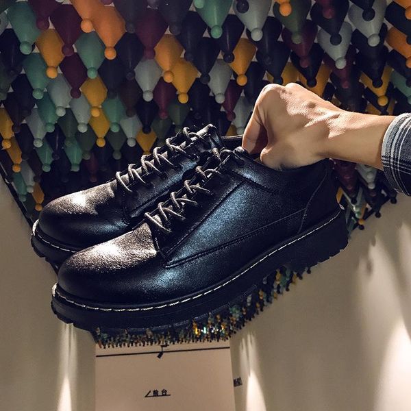 

spring/ autumn/winter small leather shoes men's trend casual bright british wind hundred students tide dress, Black
