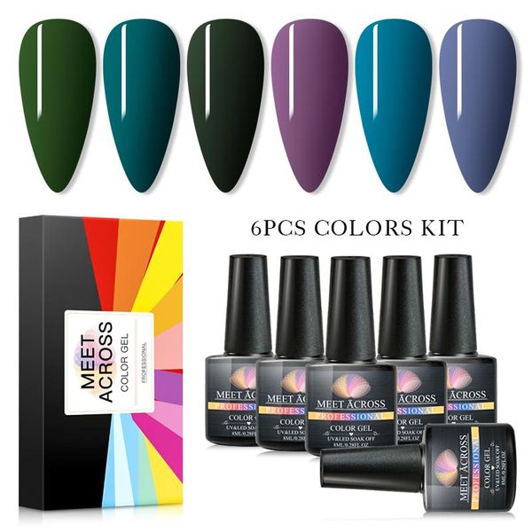 

nail art kits meet across 8ml gel polish set 6 colors with gift box semi permanent uv varnish color diy lacquer