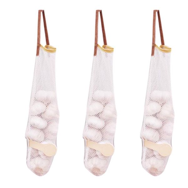 

storage bags 3pcs organizer pouch container kitchen hanging mesh bag fruit garlic onion