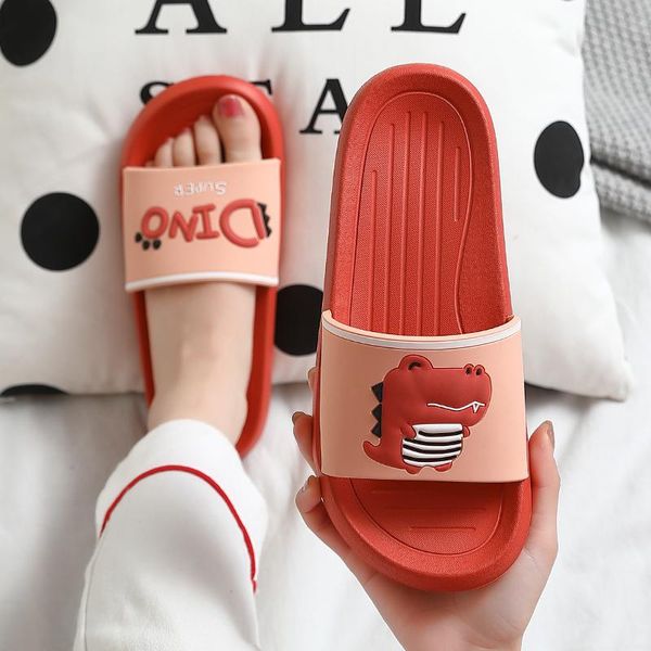 

slippers eva home massage women wear summer cute cartoon dinosaurcouple indoor non-slip wholesale, Black
