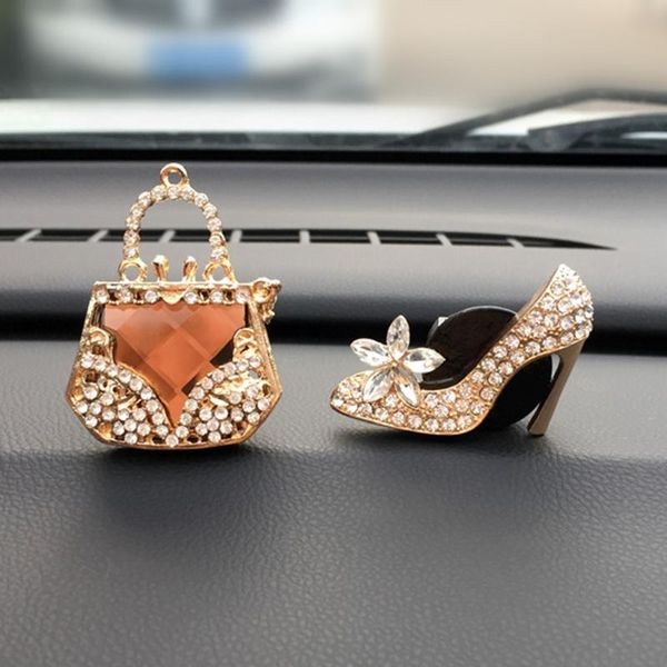 

car air freshener crystal shoes bag accessories cute & diamond vent clips qw