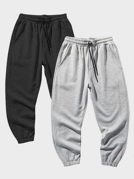 

men 2pcs drawstring waist sweatpants 22yx#, Black
