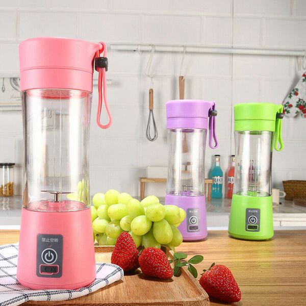 

2020 380ml multi-function electric mini juicer usb rechargeable portable fruits vegetable squeezer mixer blander with 6 vanes blades