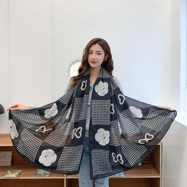 

scarves autumn and winter scarf women fashion temperament warm long shawl travel seaside sunscreen beach towel 180*85cm, Blue;gray