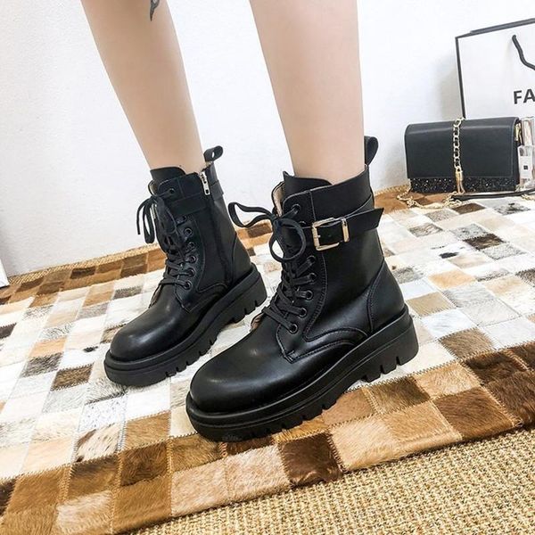 

boots locomotive ankle british style motorcycle tide ins, Black