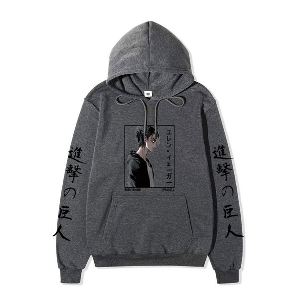 

men's hoodie attack on titan printed men/women clothes hoodie streetswear sweatshirt hoodies harajuku y0319, Black