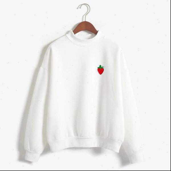 

womens hoodie women thick sweatshirt lovely strawberry printed fleece harajuku female fall winter hoodies moletom pullover feminino, Black