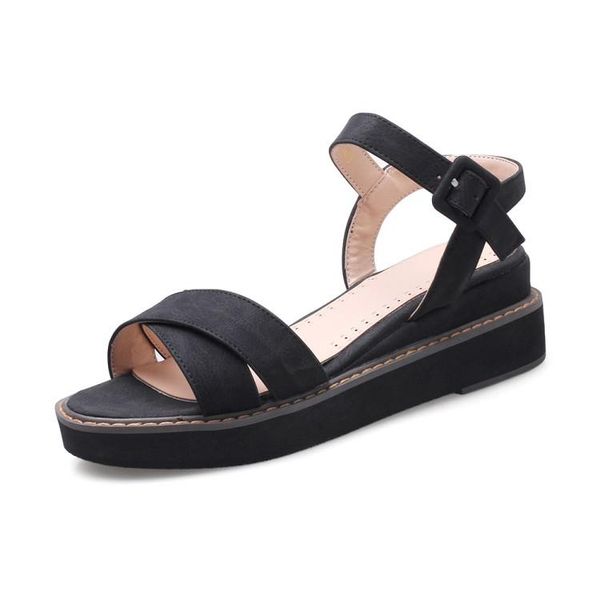 

big size simple wedge sandals wedges shoes for women woman ladies summer, Black