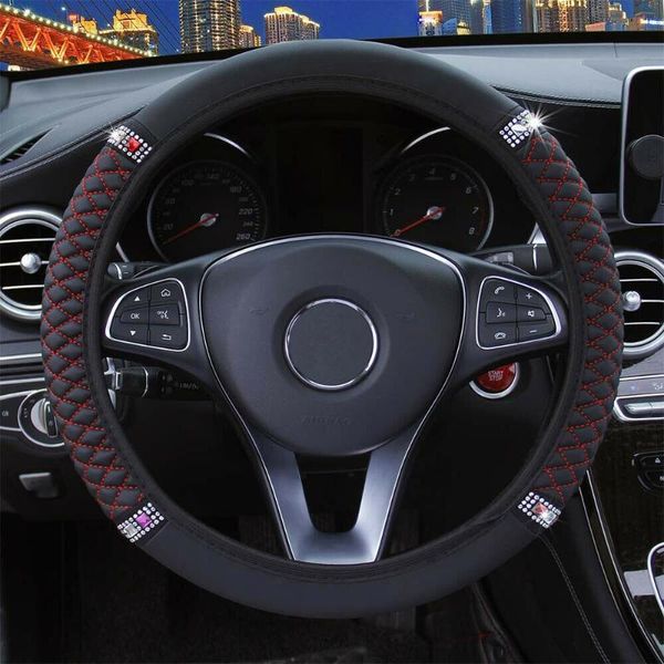 

steering wheel covers 1 x cover 15\\'\\'/37-38cm accessories car diamond pu leather