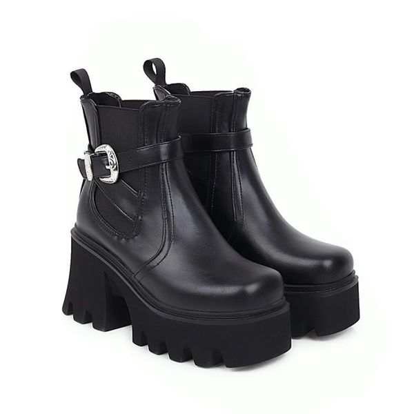 

boots thick heel high square women's bottomed night club platform large, Black