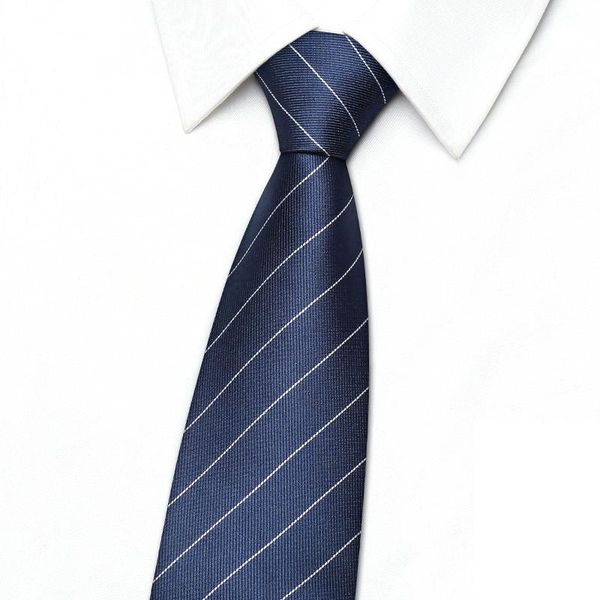 

bow ties arrivals 7cm blue striped tie for men designer brand wedding business suit luxury silk polyester necktie with gift box, Black;gray