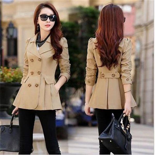 

women's jackets 2021 spring autumn jacket clothing korean style temperament double-breasted slim short windbreaker coat, Black;brown