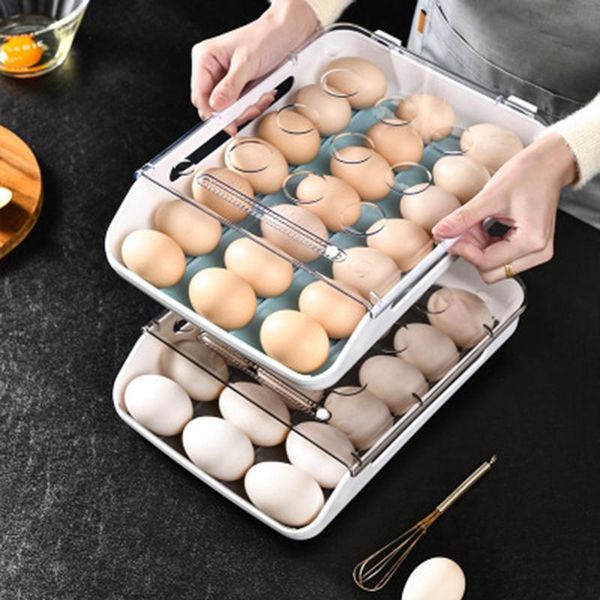 

storage bottles & jars auto roll transparent egg tray box dispenser holder skelter